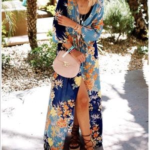 Boho kimono floral swimsuit coverup OS